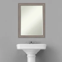 Amanti Art Greywash Petite Bevel Wood Bathroom Wall Mirror 27.5 X 21.5 In. -Decor Haven Shop GUEST 4ea4e98c 0ea4 479c 93ee d4edc2241c78