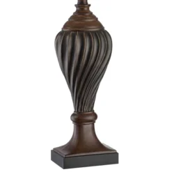 Regency Hill Traditional Table Lamp 28.5" Tall Carved Two Tone Brown Urn Shaped Beige Fabric Shade For Living Room Family Bedroom Bedside -Decor Haven Shop GUEST 4fe85899 dbee 48e3 8d29 2efde21643cd