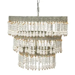 3-Tier Round Metal Chandelier With 3 Lights And Hanging Wood Beads Cream - Storied Home -Decor Haven Shop GUEST 5054d57d 1f1d 4e8b 8138 3d4a7a0c8281