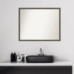 30" X 24" Non-Beveled Svelte Clay Gray Wood Bathroom Wall Mirror - Amanti Art -Decor Haven Shop GUEST 505581e7 346b 40e0 9ae7 057c2b4552ab