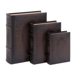 Vintage Reflections Rustic Wood-Style MDF And Synthetic Leather Book Box Set 3ct - Olivia & May -Decor Haven Shop GUEST 50b44f61 de21 4ef0 b11f 1025cb072231