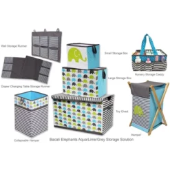 Bacati - Elephants Aqua/Lime/Gray Storage Caddy -Decor Haven Shop GUEST 510db02e b519 4bb4 9f23 c589b4b8f6b9