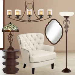 Franklin Iron Works Torchiere Floor Lamp LED 73" Tall Oil Rubbed Bronze Caged Frosted Glass Shade For Living Room Bedroom Office Uplight -Decor Haven Shop GUEST 51130795 5102 4a59 a521 805e25d3415f