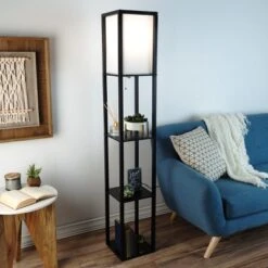 Hastings Home Floor Lamp – Etagere Style Standing Light With 3 Tiers Of Storage Shelving, Black -Decor Haven Shop GUEST 51768fea 4c3b 41e5 adda 49d932b7a0b8