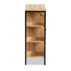 Vander Wood And Metal 1 Door Shoe Storage Cabinet Oak Brown/Black - Baxton Studio -Decor Haven Shop GUEST 522edfbe 723b 468a a92d 8e0886cefeaa