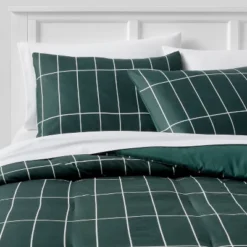 Grid Print Microfiber Reversible Comforter & Sheet Set Dark Green - Room Essentials™ -Decor Haven Shop GUEST 52658d90 442c 4f77 95f8 b9cc7e5b7e67