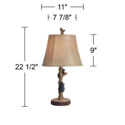 John Timberland Climbing Bears Rustic Accent Table Lamps 22 1/2" High Set Of 2 Brown Faux Wood With USB Charging Port Faux Leather Shade For Desk -Decor Haven Shop GUEST 52937e50 60d5 4ec5 8e93 a6ca4deeeca4