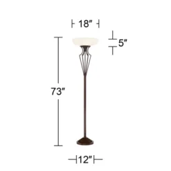 Franklin Iron Works Torchiere Floor Lamp LED 73" Tall Oil Rubbed Bronze Caged Frosted Glass Shade For Living Room Bedroom Office Uplight -Decor Haven Shop GUEST 547e4282 4ae4 4d06 b8f7 618baa3f58fa