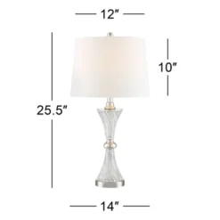 Regency Hill Luca Modern Table Lamps 25 1/2" High Set Of 2 Clear Glass With USB Charging Ports Dimmers White Fabric Drum Shade For Bedroom House Desk -Decor Haven Shop GUEST 549c3260 24b8 45f0 af0b 9492e5113d0f