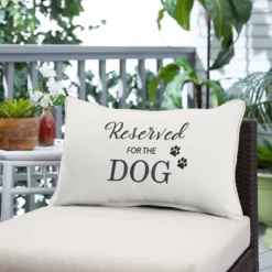 Sunbrella Indoor/Outdoor Reserved For The Dog Embroidered Lumbar Throw Pillow White/Black - Sorra Home -Decor Haven Shop GUEST 557ef2bd 806a 4a73 ad38 ea2d6181796f