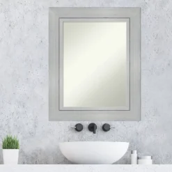 25" X 31" Non-Beveled Romano Silver Wood Bathroom Wall Mirror - Amanti Art -Decor Haven Shop GUEST 5625d74a a514 400b 9274 6b574f2c400b