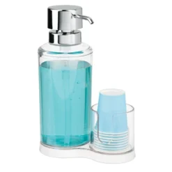 MDesign Modern Plastic Mouthwash Pump Caddy And Disposable Cup Holder -Decor Haven Shop GUEST 56e83bcc 4d69 4ff3 9470 46121e694d01