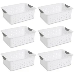 Sterilite Ultra Ventilated Open Top Plastic Storage Organizer Basket With Gray Contoured Carrying Handles -Decor Haven Shop GUEST 572db26e 526a 40d7 ad67 8fbcf035d85d