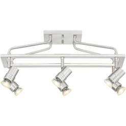 Pro Track Sven 6-Head LED Ceiling Track Light Fixture Kit Spot Light GU10 Silver Brushed Nickel Finish Metal Modern Cage Kitchen Bathroom 22" Wide -Decor Haven Shop GUEST 5735e566 32f4 47e6 aca3 7e42545ad81c