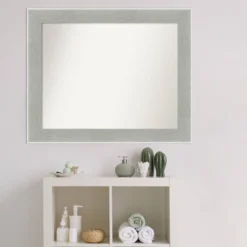 33" X 27" Non-Beveled Glam Linen Bathroom Wall Mirror Gray - Amanti Art -Decor Haven Shop GUEST 595eb08c 9f60 4201 a279 4f826b635eb4