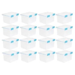 Sterilite 32 Quart Stackable Clear Plastic Storage Tote Container With Blue Gasket Latching Lid For Home And Office Organization, Clear -Decor Haven Shop GUEST 5af01a01 4fb5 41c8 8a71 eca3510aab53