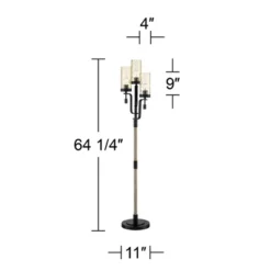 Franklin Iron Works Granada Rustic Farmhouse Tree Floor Lamp 64 1/4" Tall Black Faux Wood 3-Light Hammered Tinted Glass Shade For Living Room Reading -Decor Haven Shop GUEST 5d75bf7b f370 4eff b3c3 0414f32904cf