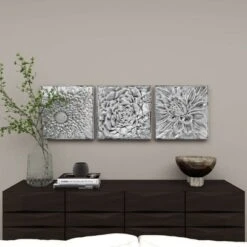 Metal Floral Wall Decor With Embossed Designs Set Of 3 Gray - Olivia & May -Decor Haven Shop GUEST 5dcf094c 16da 4dc8 91c0 9c41578db301