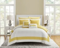 Chic Home Gibson Comforter Set Striped Hotel Collection Design Bed In A Bag Bedding - 9 Piece - Yellow -Decor Haven Shop GUEST 5f25b147 8bd9 4ad7 a2db 571f0920c143