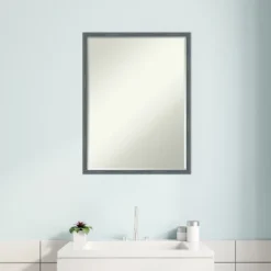 Amanti Art Dixie Blue Grey Rustic Narrow Petite Bevel Wood Bathroom Wall Mirror 25 X 19 In. -Decor Haven Shop GUEST 5fa36727 bc16 42b7 8a0d f7998177d86d