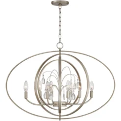 Possini Euro Design Tiller Champagne Satin Silver Pendant Chandelier 31 1/2" Wide Modern Open Orb Frame 8-Light Fixture For Dining Room Kitchen Island -Decor Haven Shop GUEST 5fc9c22e fbab 49ad a61a 13b0fe082c0a