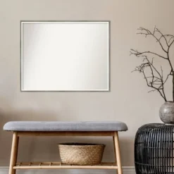 29" X 23" Non-Beveled Lucie Silver White Wood Wall Mirror - Amanti Art -Decor Haven Shop GUEST 60d508ff a1a5 473e 8eb5 5c1be2dc81f5