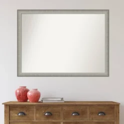 41" X 30" Non-Beveled Elegant Narrow Bathroom Wall Mirror Brushed Pewter - Amanti Art -Decor Haven Shop GUEST 6161552b 941d 44c8 ba9c f8dbe77badcb