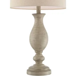 Regency Hill Serena Country Cottage Table Lamps 27 1/2" Tall Set Of 2 Beige Gray Oatmeal Fabric Drum Shade For Bedroom Living Room Bedside Nightstand -Decor Haven Shop GUEST 61c4a5c3 75c0 4756 9a7d 015400f94f4c