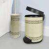 Laser Cut Ivory Step Garbage Trash Can & Toilet Brush Holder With Lid Ivory - Nu Steel -Decor Haven Shop GUEST 6427209c 648f 4ecb 8fa6 370afda1567f