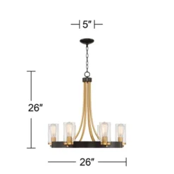 Stiffel Ferrers Dark Bronze Gold Chandelier 26" Wide Clear Glass Shade 6-Light Fixture For Dining Room House Foyer Kitchen Island Entryway Bedroom -Decor Haven Shop GUEST 6512f7e2 7f6c 4a16 9477 5ad1c511c461