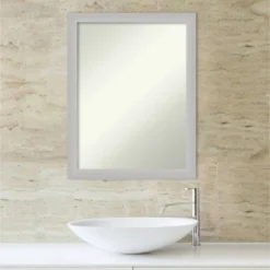 21" X 27" Non-Beveled Low Luster Wood Bathroom Wall Mirror Silver - Amanti Art -Decor Haven Shop GUEST 657c8dd3 a5d4 4c0b 9ca6 6ced524e9547