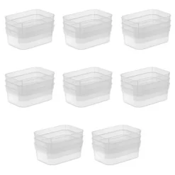 Sterilite Medium Storage Tray Containers With Sturdy Banded Rim And Textured Bottom For Desktop And Drawer Household Organization, Clear, 48 Pack -Decor Haven Shop GUEST 65b767d7 6e0e 468e 8678 6e815ddd202b