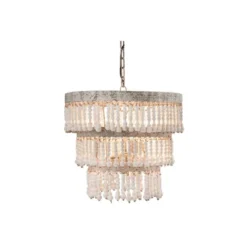 3-Tier Round Metal Chandelier With 3 Lights And Hanging Wood Beads Cream - Storied Home -Decor Haven Shop GUEST 65f68a04 67e5 4435 a153 5665e1549672