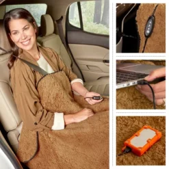 Heated Blanket 2-Pack - USB-Powered Fleece Throw Blankets For Travel, Home, Office, Or Camping - Winter Car Accessories By Stalwart (Brown) -Decor Haven Shop GUEST 66000acf 2de2 46bd 8b45 c169cc987834