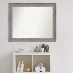 33" X 27" Non-Beveled Regis Barnwood Gray Wood Bathroom Wall Mirror - Amanti Art -Decor Haven Shop GUEST 66087e6b 537b 409b b46f 8056be6bd8c1