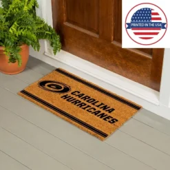 Evergreen Carolina Hurricanes Logo Turf Mat, Brown- 28 X 16 Inches Indoor Outdoor Doormat -Decor Haven Shop GUEST 68354666 6672 4f11 b361 c7b15aba55c3