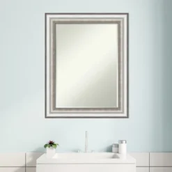 Amanti Art Salon Silver Petite Bevel Bathroom Wall Mirror 29.25 X 23.25 In. -Decor Haven Shop GUEST 693542d3 de00 4bc6 8b14 7625871efc74