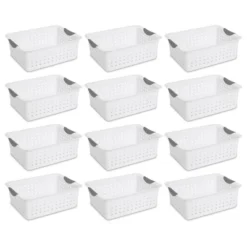 Sterilite Ultra Ventilated Open Top Plastic Storage Organizer Basket With Gray Contoured Carrying Handles -Decor Haven Shop GUEST 696b89d2 47d6 4035 9db0 4e498d412d63