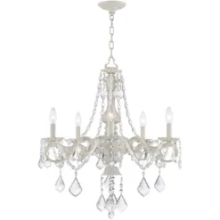 Kathy Ireland Chateau De Conde Antique Rubbed White Pendant Chandelier 26" Wide French Crystal 5-Light Fixture For Dining Room House Kitchen Island -Decor Haven Shop GUEST 6a2a188d 1477 4480 a4ee 0035b1a3a163