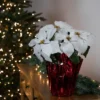 Northlight 14.5" White Artificial Christmas Poinsettia With Red Wrapped Base -Decor Haven Shop GUEST 6a314d45 7b06 40cf b09c 3d6bc3dbd5e3