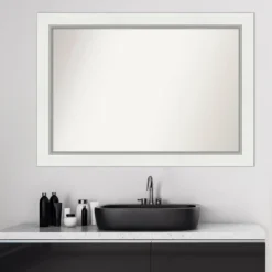 42" X 30" Non-Beveled Eva Bathroom Wall Mirror White - Amanti Art -Decor Haven Shop GUEST 6a535ce7 8455 49d4 8357 594b6a6759ed