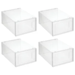 MDesign Plastic Stackable Closet Shoe Storage Box, Side Opening, Clear -Decor Haven Shop GUEST 6a6b1d39 bbb4 4cd5 ae29 5ac1417bb159