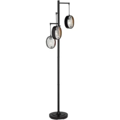 Uttermost Modern Industrial Floor Lamp 73 1/2" Tall Matte Black 3-Light Marbleized Glass Drop Shade For Living Room Reading Family Bedroom Office Home -Decor Haven Shop GUEST 6b0f5c8c 5271 4f9f aaf0 cc8d04796fa0