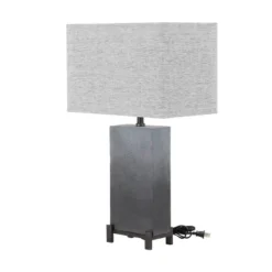 Polystone Table Lamp With Square Shade Gray - Olivia & May -Decor Haven Shop GUEST 6ba907ea 5d2a 4b57 82f2 ff176e9efc00