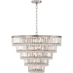 Vienna Full Spectrum Magnificence Satin Nickel Chandelier 24 1/2" Wide Modern Faceted Crystal Glass 15-Light LED Fixture For Dining Room House Kitchen -Decor Haven Shop GUEST 6c0cd1d3 b835 47ab a279 409caaac1afc