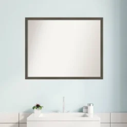 30" X 24" Non-Beveled Svelte Clay Gray Wood Bathroom Wall Mirror - Amanti Art -Decor Haven Shop GUEST 6c1341cd 2120 4ead b47c cf7943011e3c