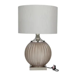 Glass Table Lamp With Drum Shade Gray - Olivia & May -Decor Haven Shop GUEST 6c6372e3 b5d8 4f94 a6e6 b0f4f22dcc62