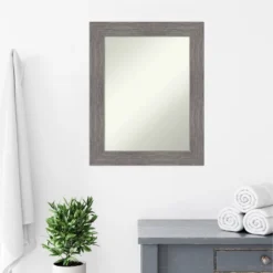 24" X 30" Non-Beveled Pinstripe Plank Gray Bathroom Wall Mirror - Amanti Art -Decor Haven Shop GUEST 6de649c5 13cd 4449 9249 9a0e1fe343de