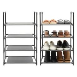 Juvale 2 Pack Black 4-Tier Narrow Shoe Rack For Entryway, Metal Free Standing Shelf Organizer For Closet, 17 X 11 X 30 In -Decor Haven Shop GUEST 6f722e29 8e6d 4a20 9d13 530efae03c7f