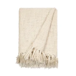 Slub-Yarn Throw Blanket With Fringe Trim 50" X 60" - Becky Cameron -Decor Haven Shop GUEST 701ed890 0a0c 4d00 bfc8 e54bd94a5a4b